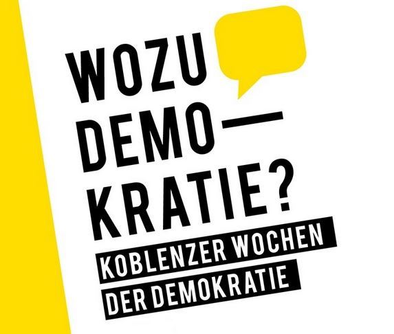 Logo Wozu Demokratie? Koblenzer Wochen der Demokratie Logo-Schriftzug Wozu Demokratie? Koblenzer Wochen der Demokratie