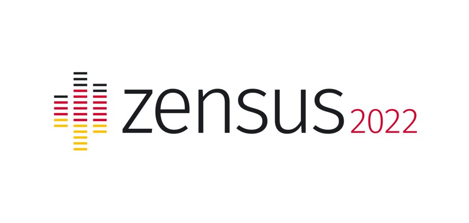 Logo des Zensus 2022 - zu sehen: in schwarz-rot-gold gehaltene Querstriche, daneben Schriftzug "zensus 2022"