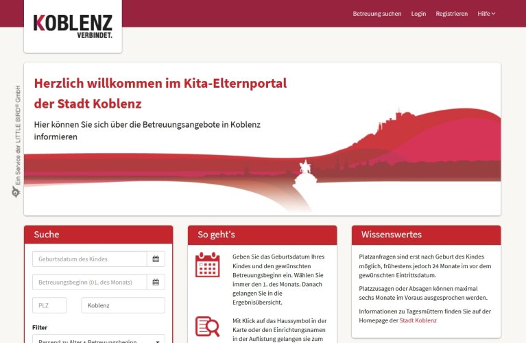 Screenshot Kita-Elternportal Koblenz Screenshot Kita-Elternportal Koblenz