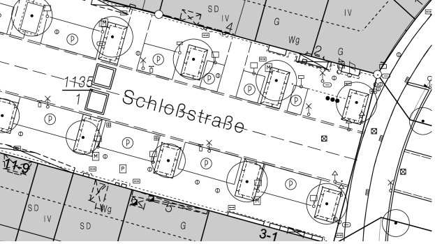 Ausschnitt Stadtgrundkarte Plus s/w