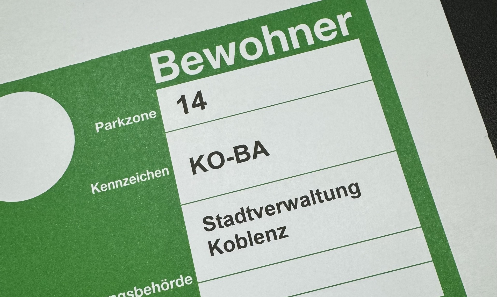 Bewohnerparkausweis Bewohnerparkausweis