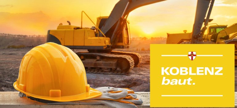 Logo Koblenz baut mit Hintergrundfoto