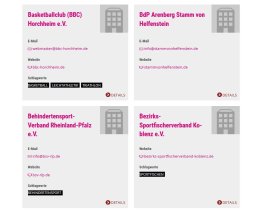 Ausschnitt Vereinsliste