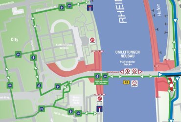 Ausschnitt Umleitungsplan Neubau Pfaffendorfer Brücke