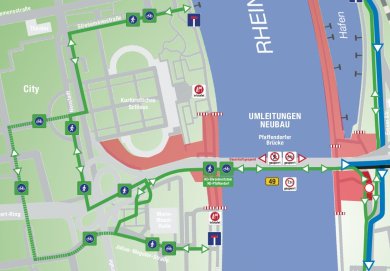 Ausschnitt Umleitungsplan Neubau Pfaffendorfer Brücke Ausschnitt Umleitungsplan Neubau Pfaffendorfer Brücke