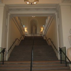 Treppenaufgang ins 1. Obergeschoss im kurfürstlichen Schlosses.