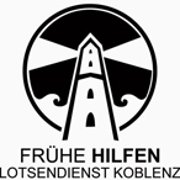 Logo/Schriftzug Lotsendienst Frühe Hilfen mit stilisiertem Leuchtturm
