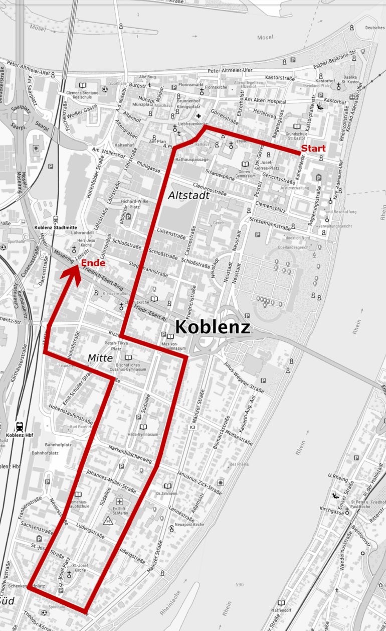 Zugstrecke Rosenmontagszug 2025