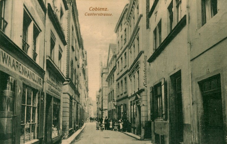 Kastorstraße, Blick von Höhe des Hauses Kastorstraße 52 (rechts) in Richtung Kastorhof, um 1910 Kastorstraße, Blick von Höhe des Hauses Kastorstraße 52 (rechts) in Richtung Kastorhof, um 1910