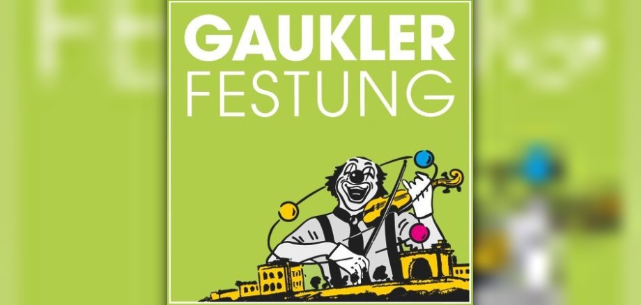 Logo Gauklerfestung Logo Gauklerfestung - zu sehen: ein Clown und die Festungssilhouette