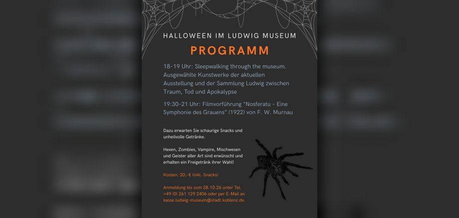 Flyer Ludwig Horror Picture Show. Halloween im Ludwig Museum