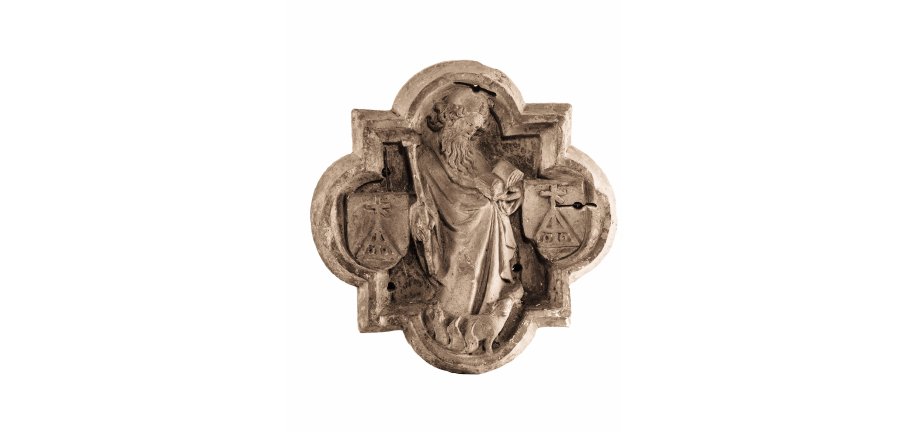 Ein Schlussstein aus einer Koblenzer Kirche.