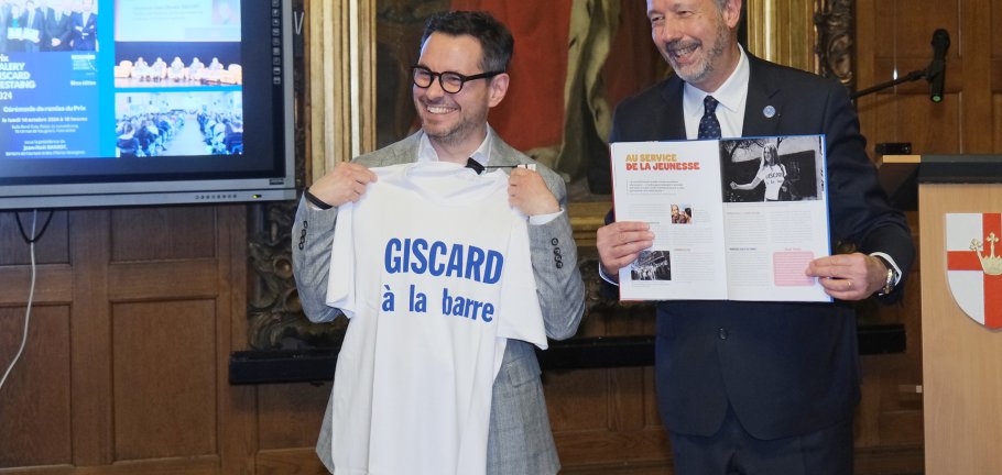 Oberbürgermeister David Langner mit Louis Giscard d‘Estaing 