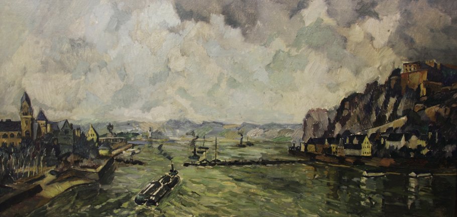 Hans Sprung: Koblenz mit Blick auf Schiffsbrücke