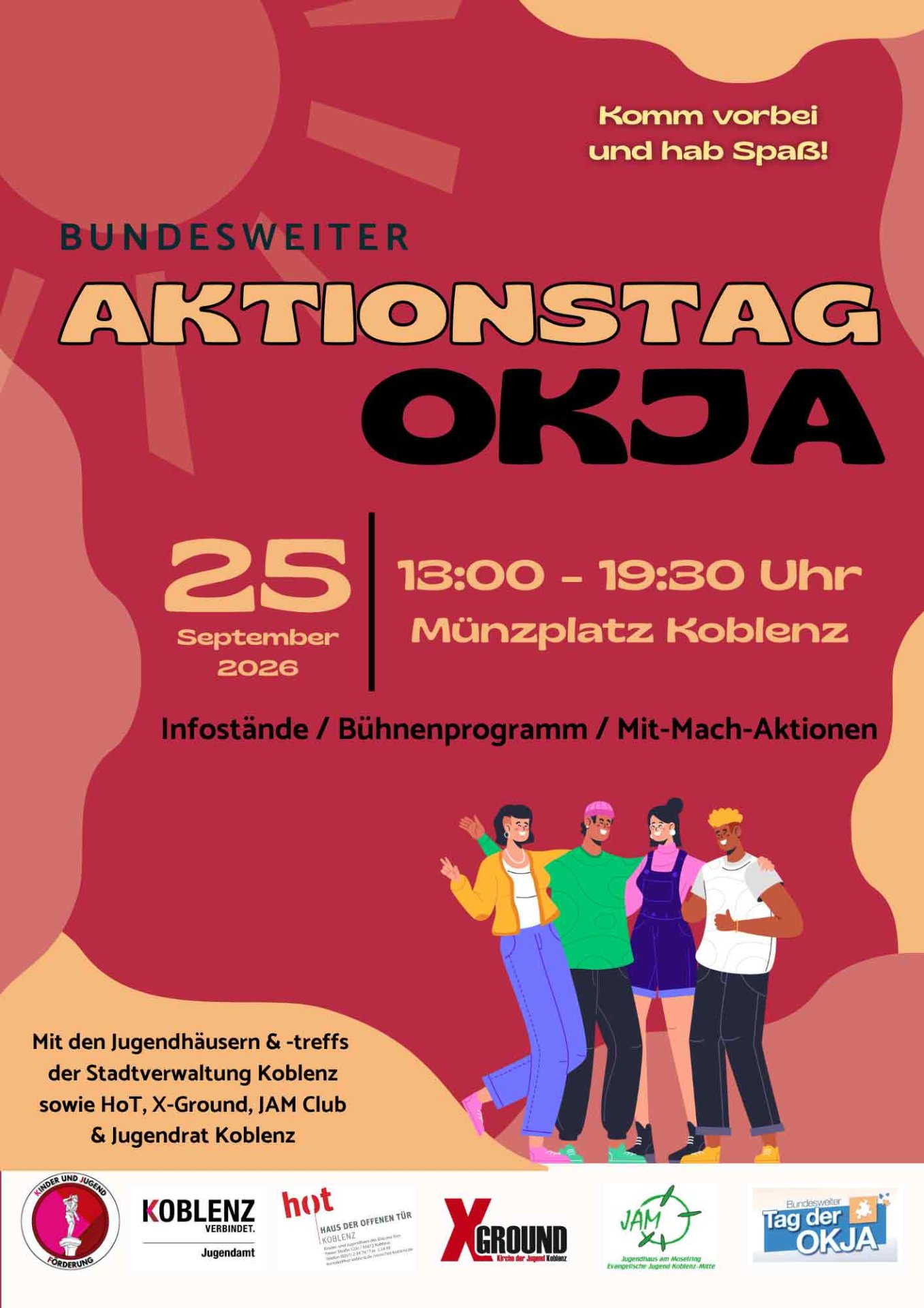 Plakat Tag der Offenen Kinder- und Jugendarbeit am 25.09.2026, 13 - 19.30 Uhr, auf dem Münzplatz