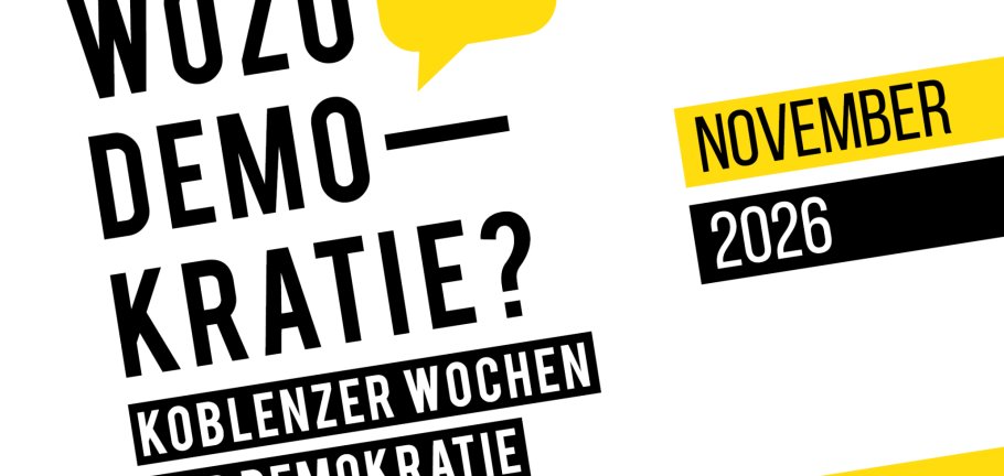 Ein Plakat kündigt die Koblenzer Wochen der Demokratie an.