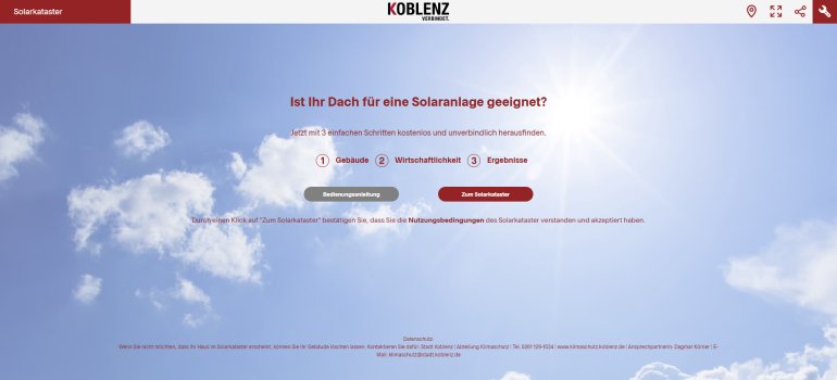 Solardachkataster Startbildschirm Solardachkataster Stadt Koblenz