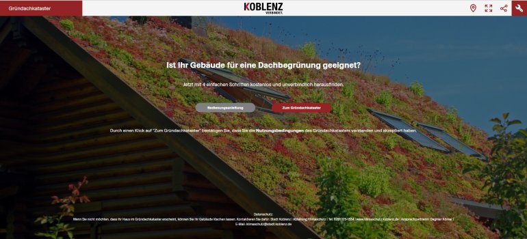 Gründachkataster Startbildschirm Gründachkataster Stadt Koblenz