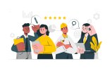 Eine Gruppe von arbeitenden Menschen Eine Gruppe von arbeitenden Menschen
