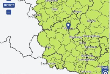 Darstellung Wetterwarnungen des DWD