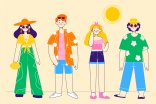 Menschen mit sommerlicher Kleidung Menschen mit sommerlicher Kleidung