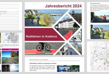 Im Jahresbericht 2024 zu "Radfahren in Koblenz" wird ausführlich und anschaulich beschrieben, welche Radverkehrsmaßnahmen fertiggestellt werden konnten, welche Themen der Öffentlichkeitsarbeit bearbeitet wurden und welche gestarteten Projekte noch in der Umsetzung sind. Ein kurzer Ausblick auf anstehende Radverkehrsmaßnahmen ist ebenfalls integriert. 