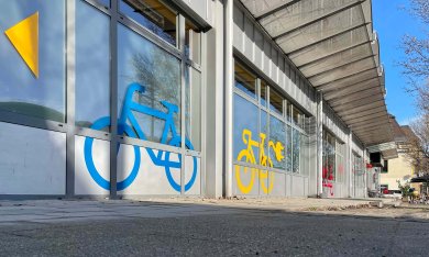 Fahrradparkhaus Außenansicht Piktogramme Fahrradparkhaus Außenansicht Piktogramme