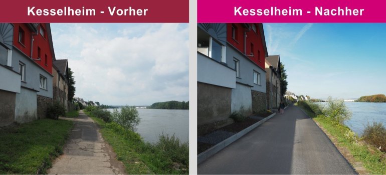 Der Ausbaubereich in Koblenz-Kesselheim erstreckt sich auf ca. 1,8 km zwischen Bubenheimer Bach und der Bendorfer Autobahnbrücke (A48). Die Sanierung des Weges wurde in 2024 weitestgehend abgeschlossen. Der Ausbaubereich in Koblenz-Kesselheim erstreckt sich auf ca. 1,8 km zwischen Bubenheimer Bach und der Bendorfer Autobahnbrücke (A48). Die Sanierung des Weges wurde in 2024 weitestgehend abgeschlossen.